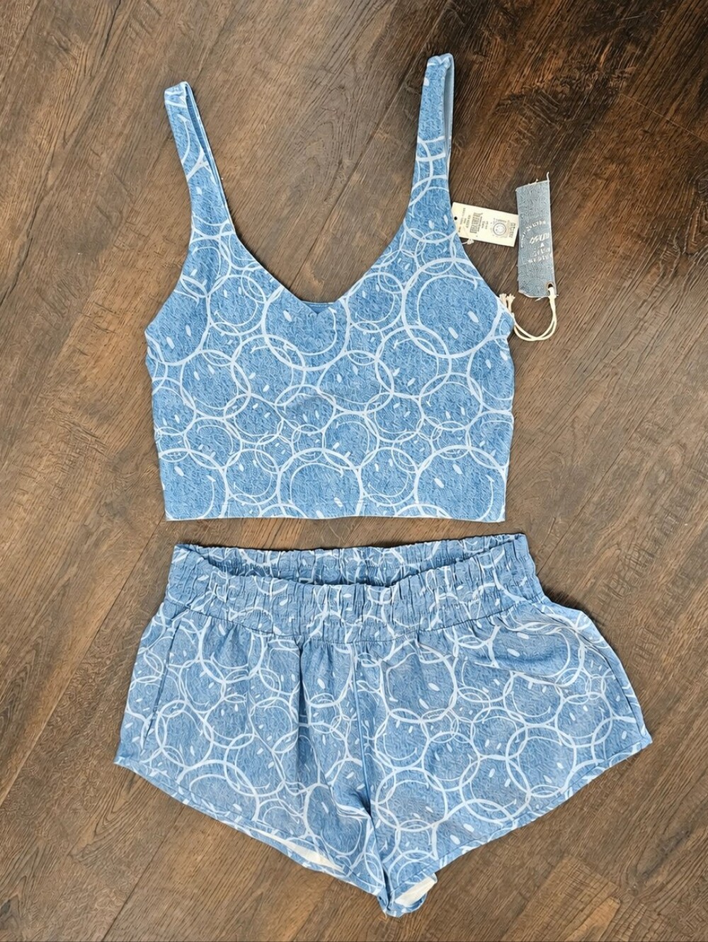 NWT Aerie Smiley Longline Bra Top And Shorts Set - Size Small